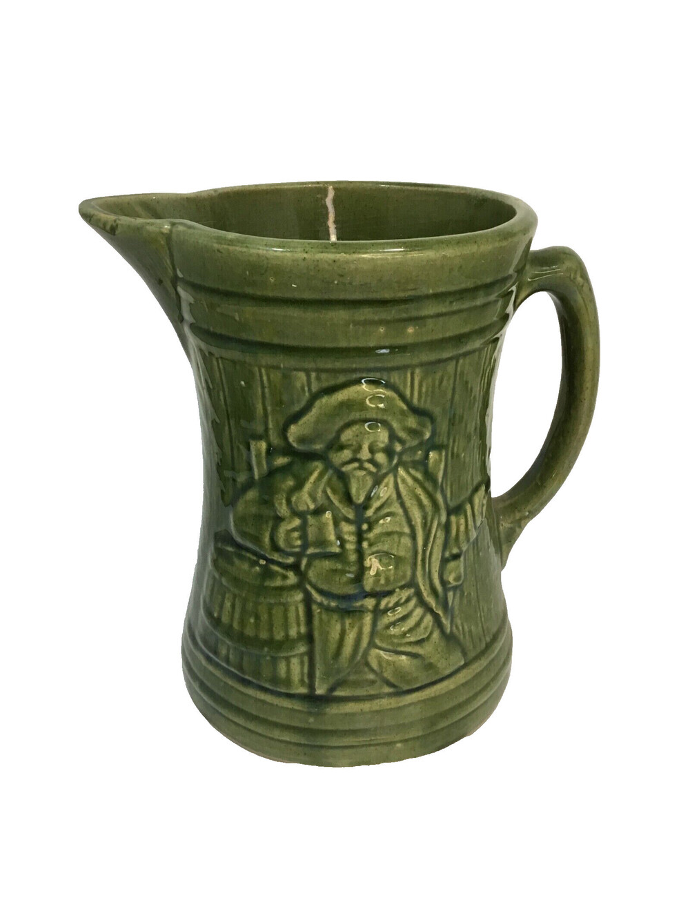 MCCOY Tankard Pitcher Green Glaze 8" Vintage 1920’s